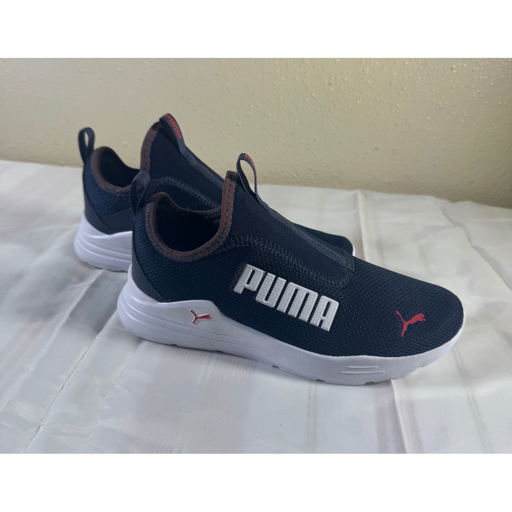 Puma Pacer Future Slip On Navy Blue Red Kids Shoes 386546-04 Size 3C